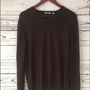 Brown merino wool long sleeve shirt
